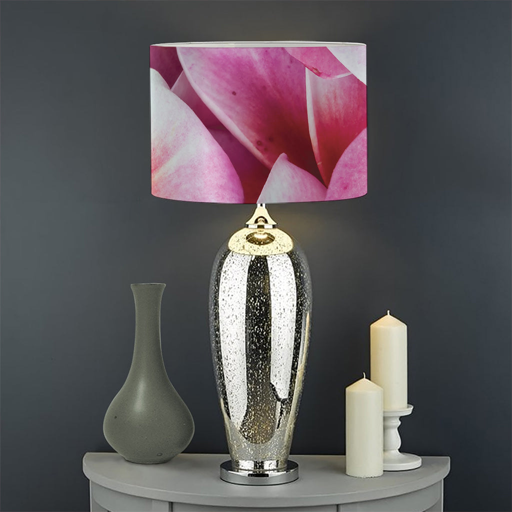 Pink Frangipani Flower Print Drum Lamp Shade