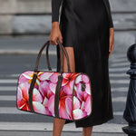 Pink Frangipani Flower Print Duffle Bag