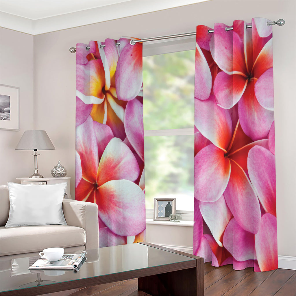 Pink Frangipani Flower Print Extra Wide Grommet Curtains