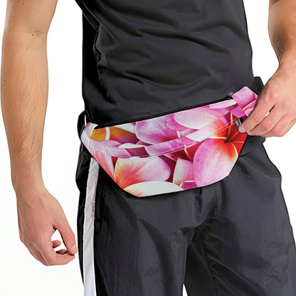 Pink Frangipani Flower Print Fanny Pack