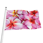 Pink Frangipani Flower Print Flag