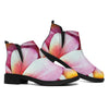 Pink Frangipani Flower Print Flat Ankle Boots