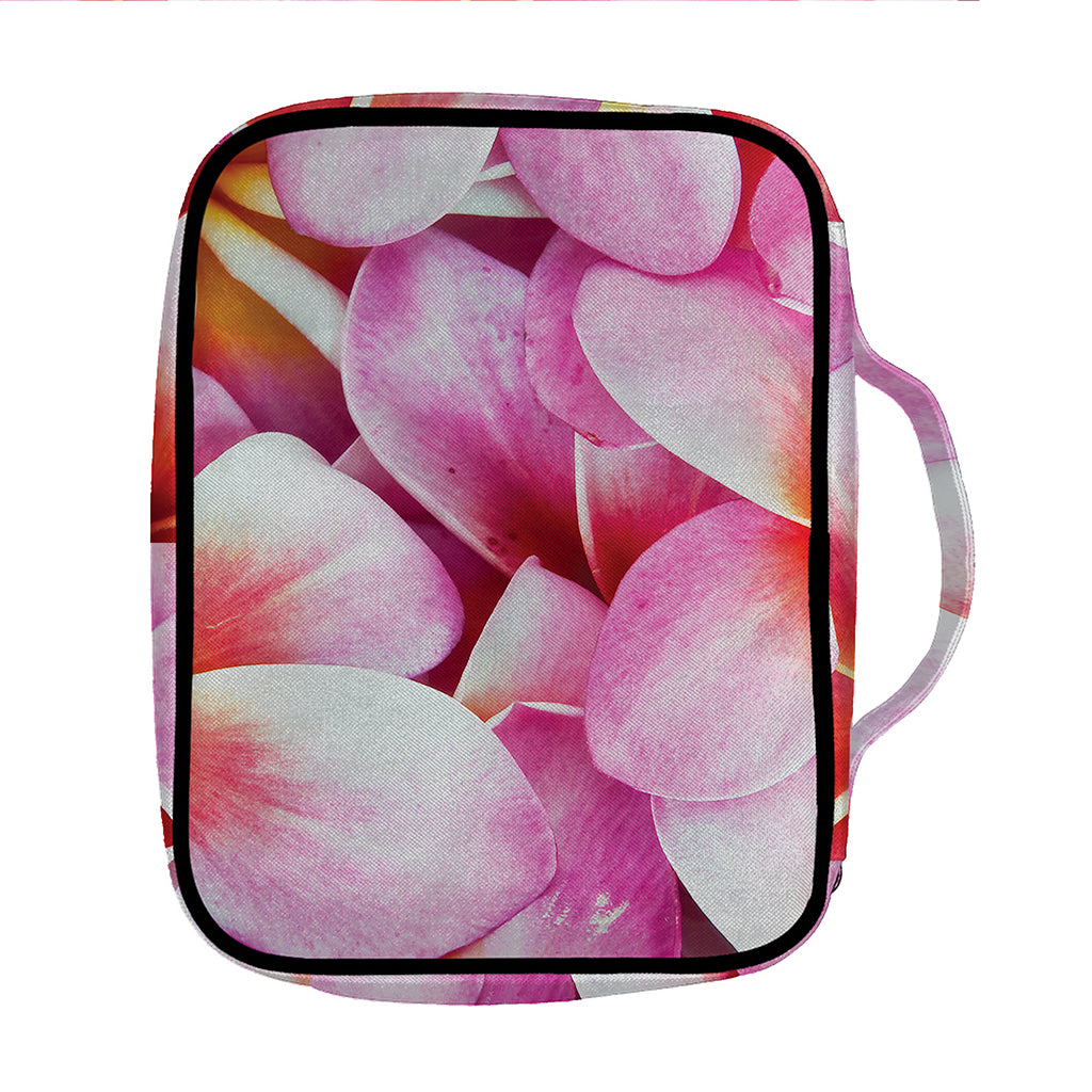 Pink Frangipani Flower Print Front Pocket Bible Bag
