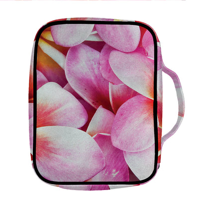 Pink Frangipani Flower Print Front Pocket Bible Bag