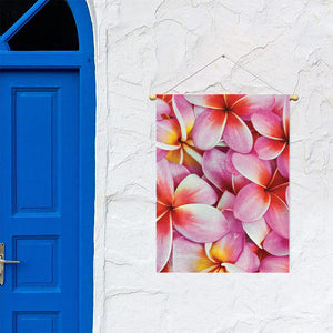 Pink Frangipani Flower Print Garden Flag