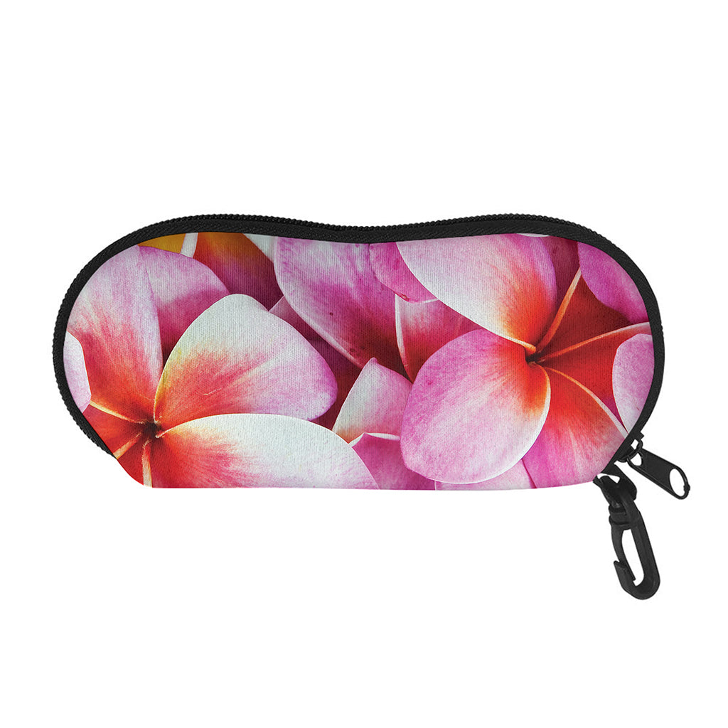 Pink Frangipani Flower Print Glasses Case