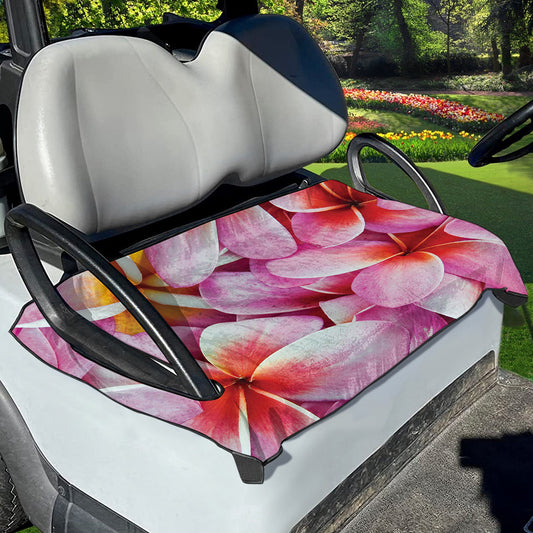 Pink Frangipani Flower Print Golf Cart Seat Cover