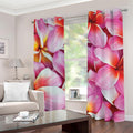 Pink Frangipani Flower Print Grommet Curtains