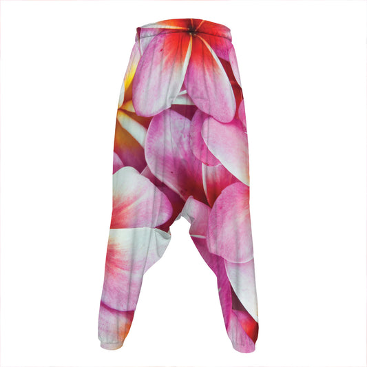 Pink Frangipani Flower Print Hammer Pants
