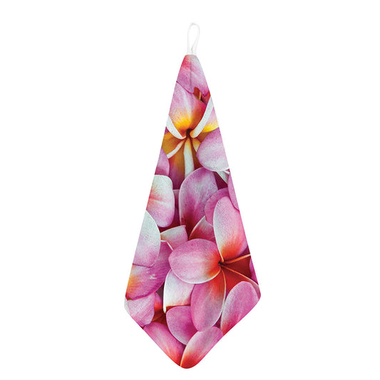 Pink Frangipani Flower Print Hand Towel