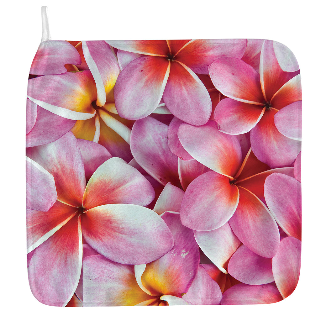 Pink Frangipani Flower Print Hand Towel