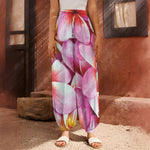 Pink Frangipani Flower Print Harem Pants