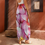 Pink Frangipani Flower Print Harem Pants