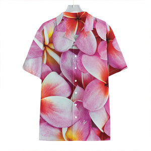 Pink Frangipani Flower Print Hawaiian Shirt