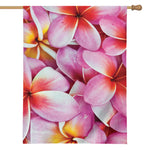Pink Frangipani Flower Print House Flag