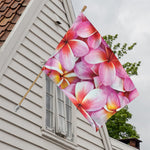 Pink Frangipani Flower Print House Flag