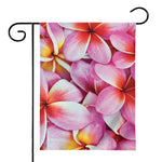 Pink Frangipani Flower Print House Flag