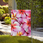 Pink Frangipani Flower Print House Flag