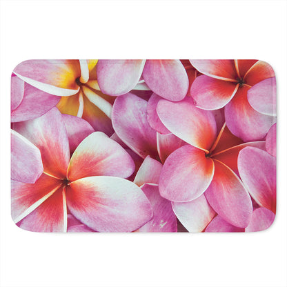 Pink Frangipani Flower Print Indoor Door Mat