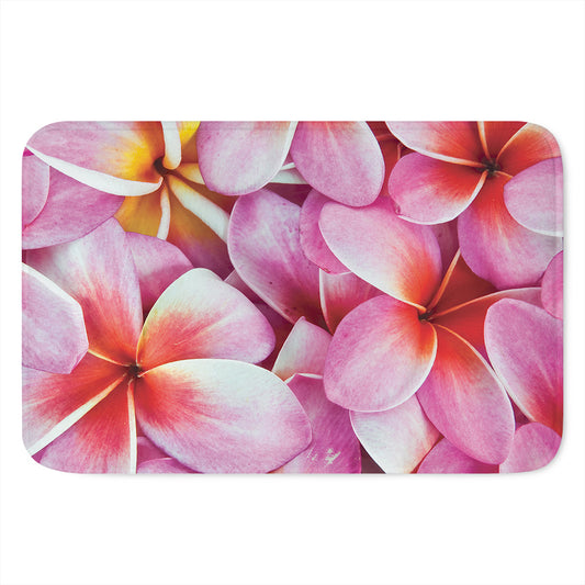 Pink Frangipani Flower Print Indoor Door Mat