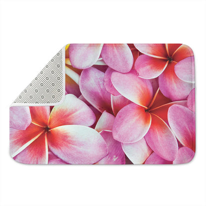 Pink Frangipani Flower Print Indoor Door Mat