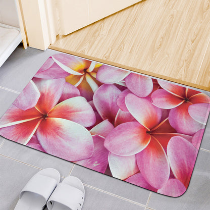 Pink Frangipani Flower Print Indoor Door Mat