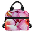 Pink Frangipani Flower Print Insulated Lunch Bag