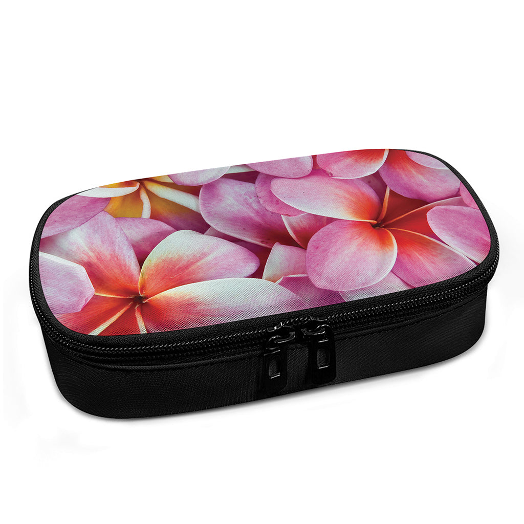 Pink Frangipani Flower Print Insulin Cooler Travel Case