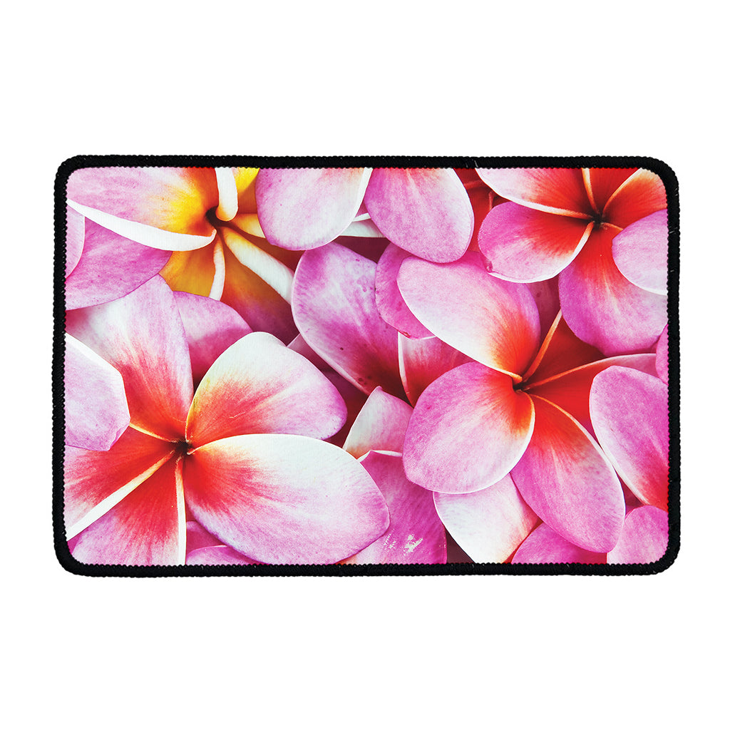 Pink Frangipani Flower Print Kitchen Mat
