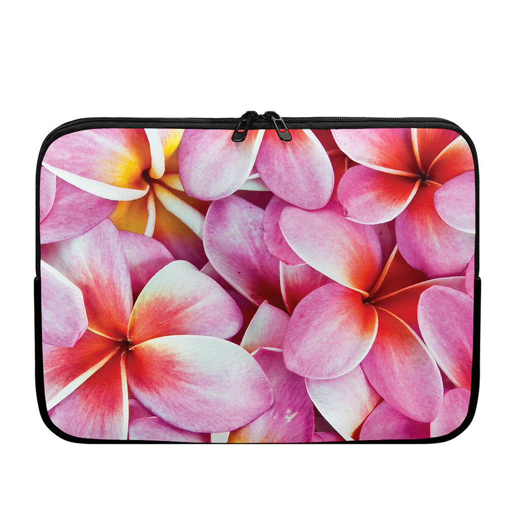 Pink Frangipani Flower Print Laptop Sleeve