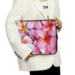 Pink Frangipani Flower Print Laptop Sleeve