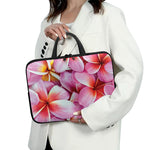 Pink Frangipani Flower Print Laptop Sleeve With Handle