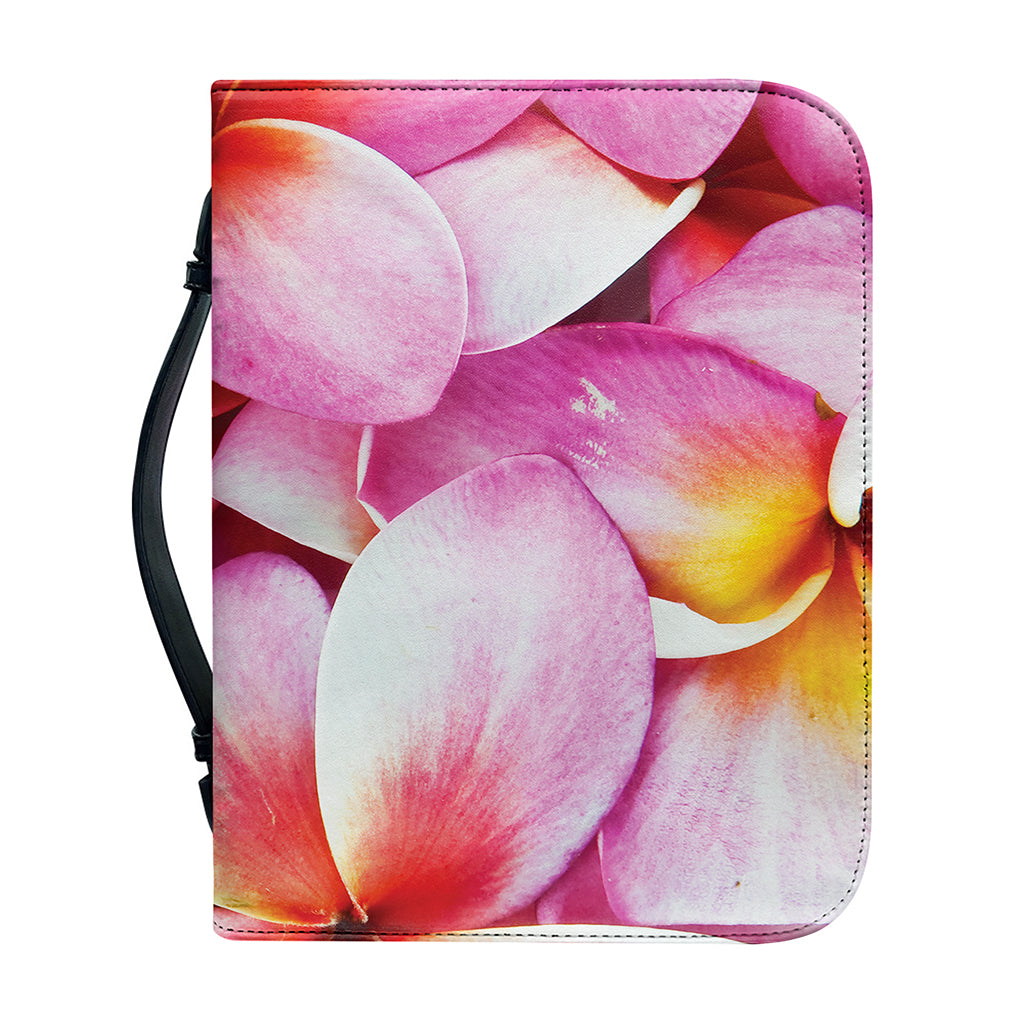 Pink Frangipani Flower Print Leather Bible Cover