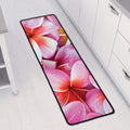 Pink Frangipani Flower Print Long Kitchen Mat