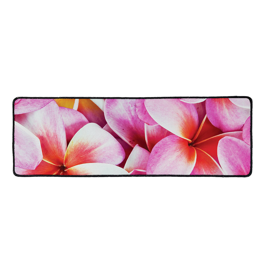 Pink Frangipani Flower Print Long Kitchen Mat