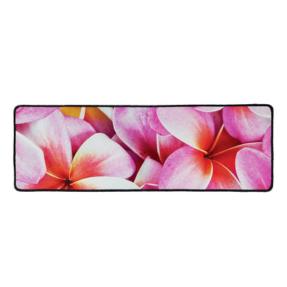 Pink Frangipani Flower Print Long Kitchen Mat