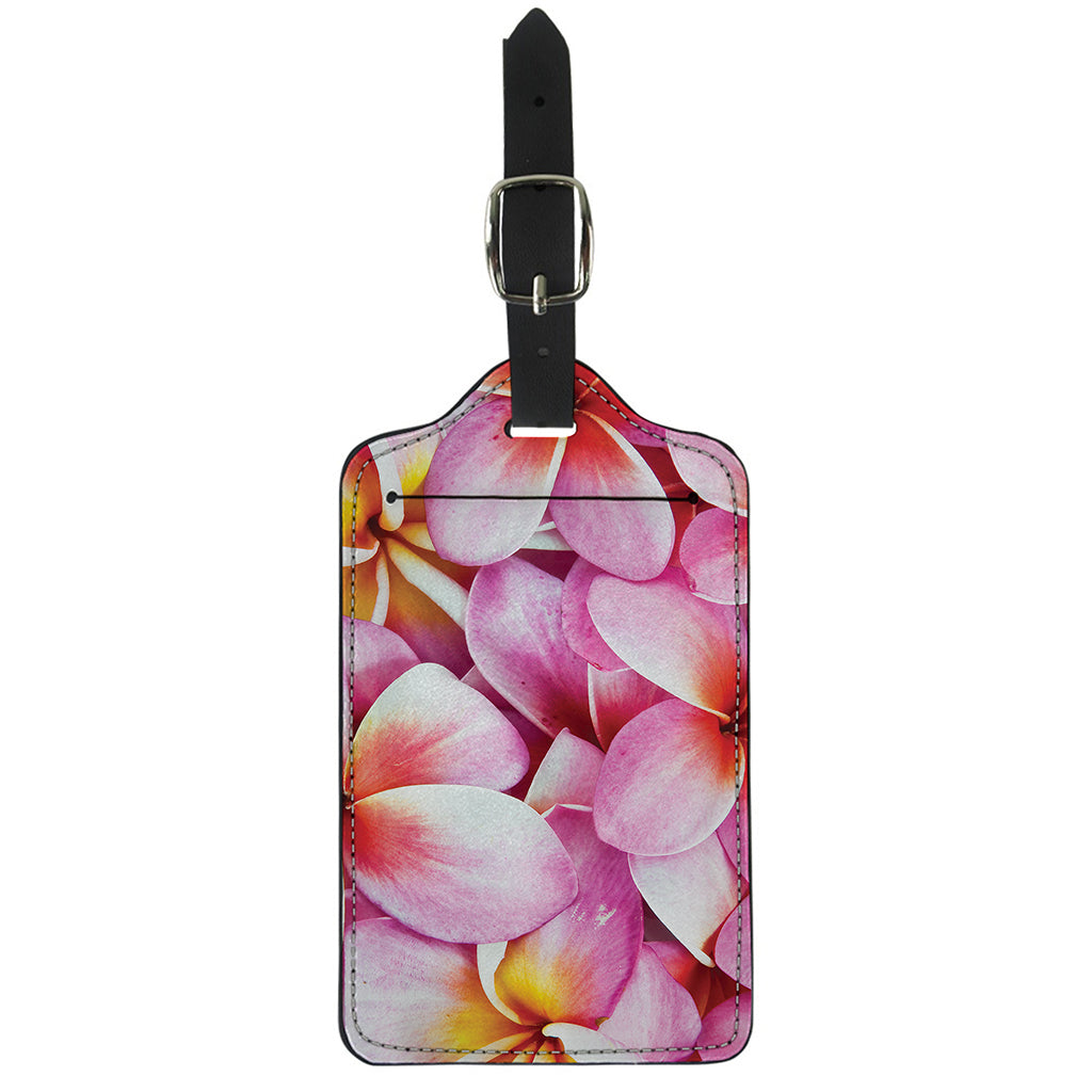Pink Frangipani Flower Print Luggage Tag