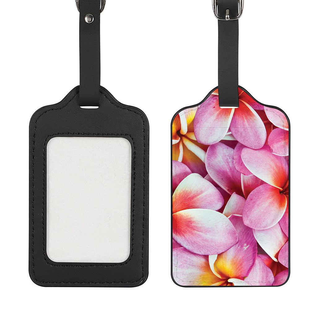 Pink Frangipani Flower Print Luggage Tag