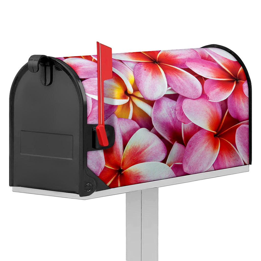 Pink Frangipani Flower Print Mailbox Cover