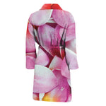 Pink Frangipani Flower Print Men's Bathrobe