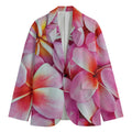 Pink Frangipani Flower Print Men's Blazer