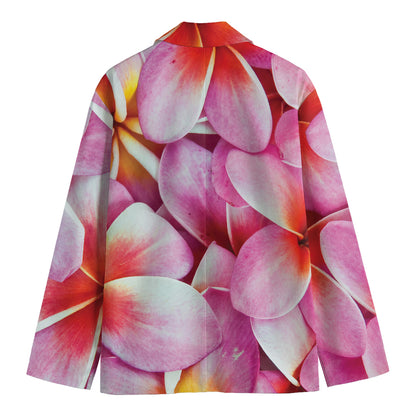 Pink Frangipani Flower Print Men's Blazer