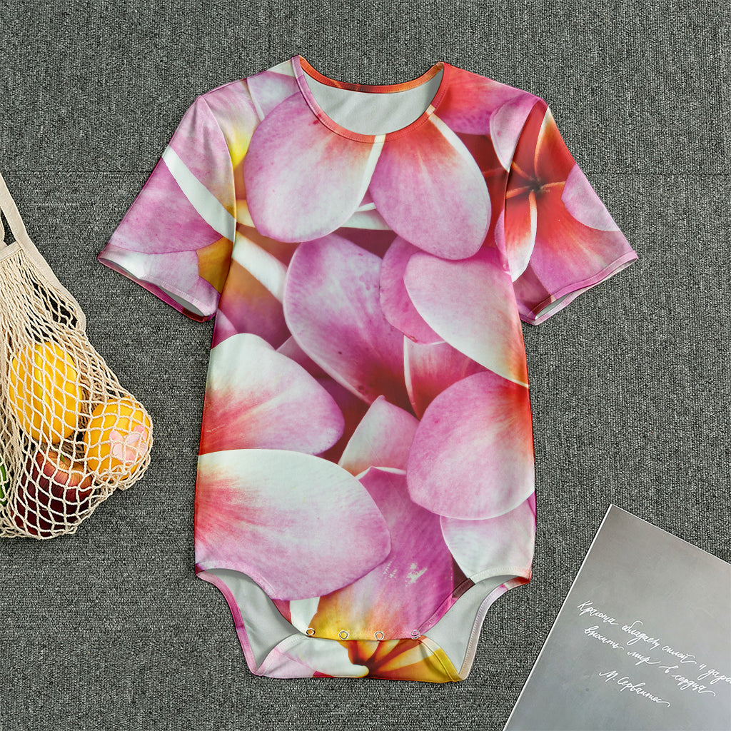 Pink Frangipani Flower Print Men's Bodysuit