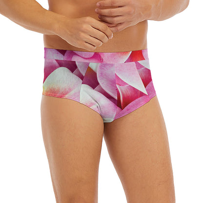 Pink Frangipani Flower Print Men's Briefs