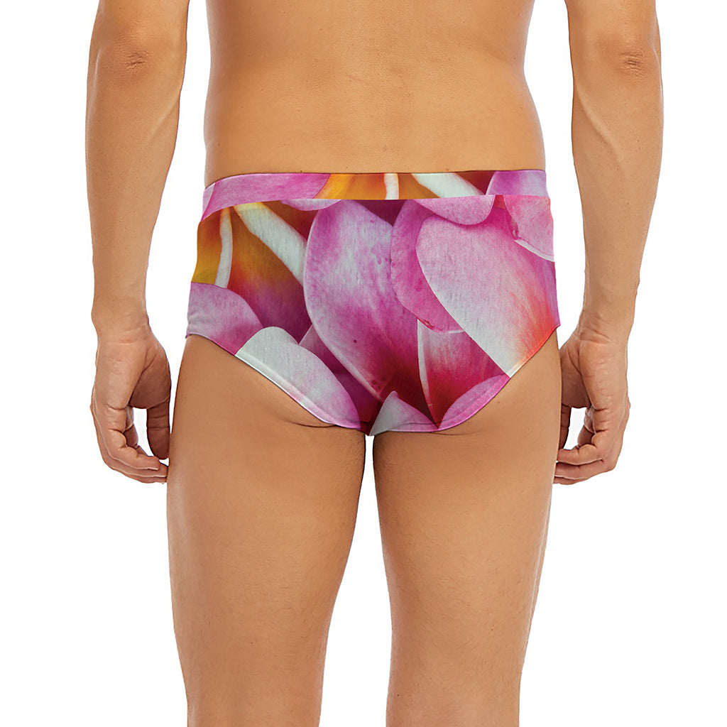 Pink Frangipani Flower Print Men's Briefs