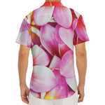 Pink Frangipani Flower Print Men's Deep V-Neck Shirt