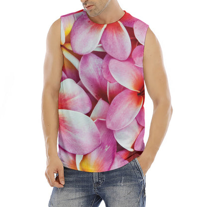 Pink Frangipani Flower Print Men's Fitness Tank Top