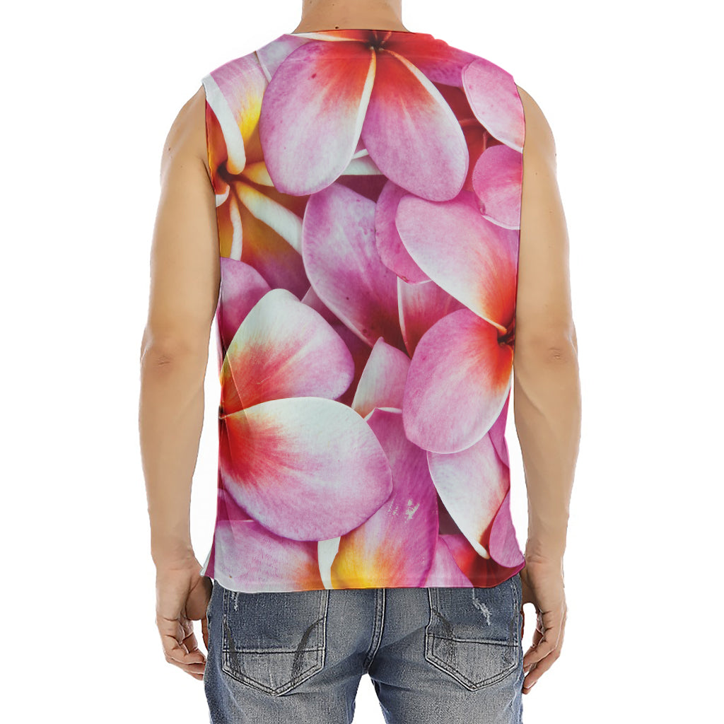 Pink Frangipani Flower Print Men's Fitness Tank Top