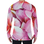 Pink Frangipani Flower Print Men's Long Sleeve T-Shirt