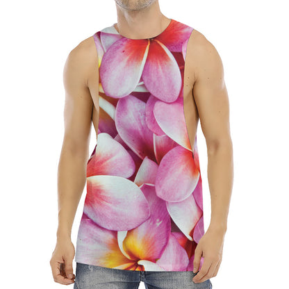 Pink Frangipani Flower Print Men's Muscle Tank Top